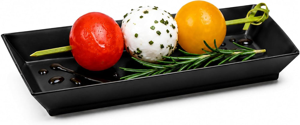 50ct Small 5" Black Rectangle Dessert Plastic Plates | CMJJ