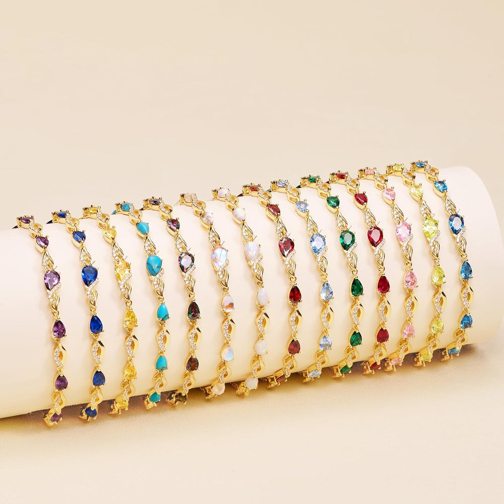 FANCIME Birthstone Adjustable Tennis Bracelet for Women