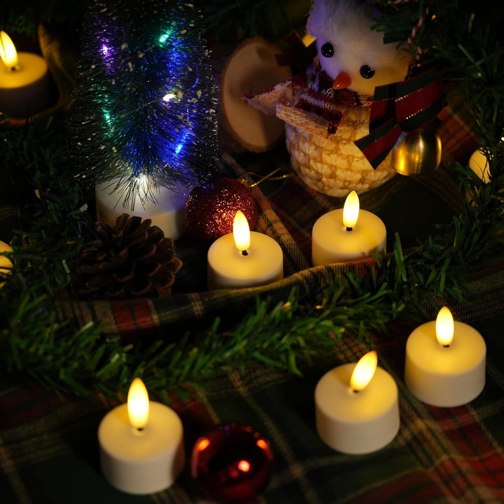 12PCS Rechargeable Led Tea Lights Candles with Charging Base Remote & Timer