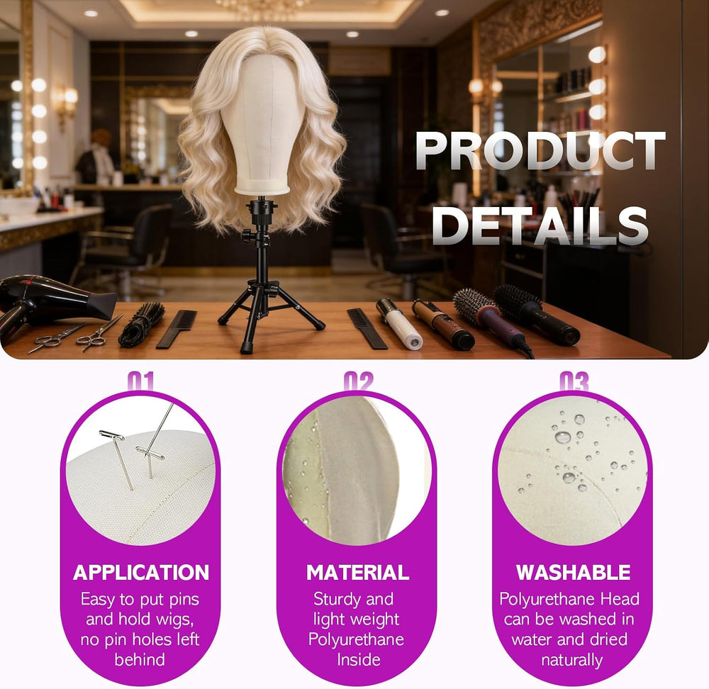 Wig Stand Wig Head Wig Stand Head Mannequin Head for Wigs with Tripod
