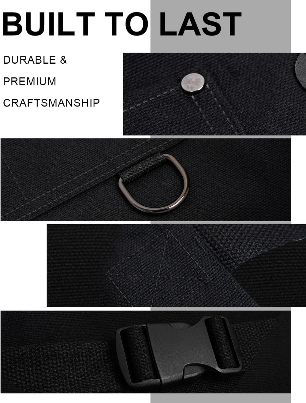 Heavy Duty Canvas Tool Aprons for Men: 6-Pocket, with Quick-Release Buckle, E...