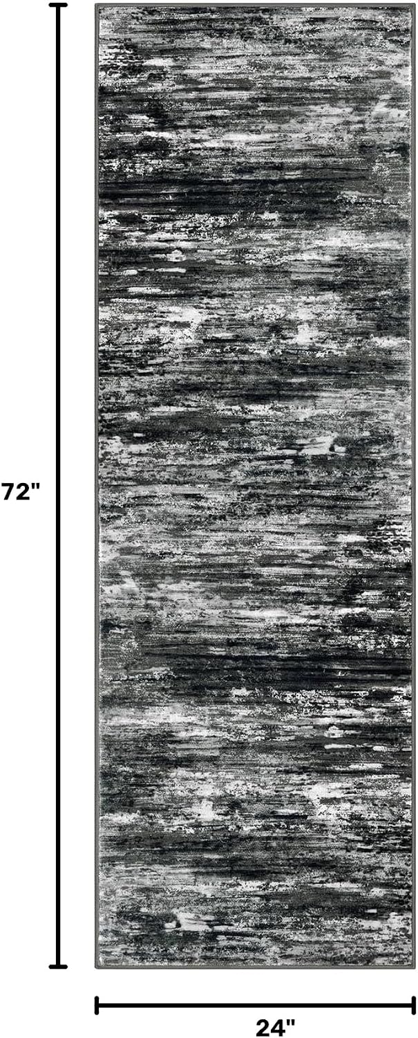 KOZYFLY Modern Washable Rug Runner 2x6 Runners for Hallways Black Grey