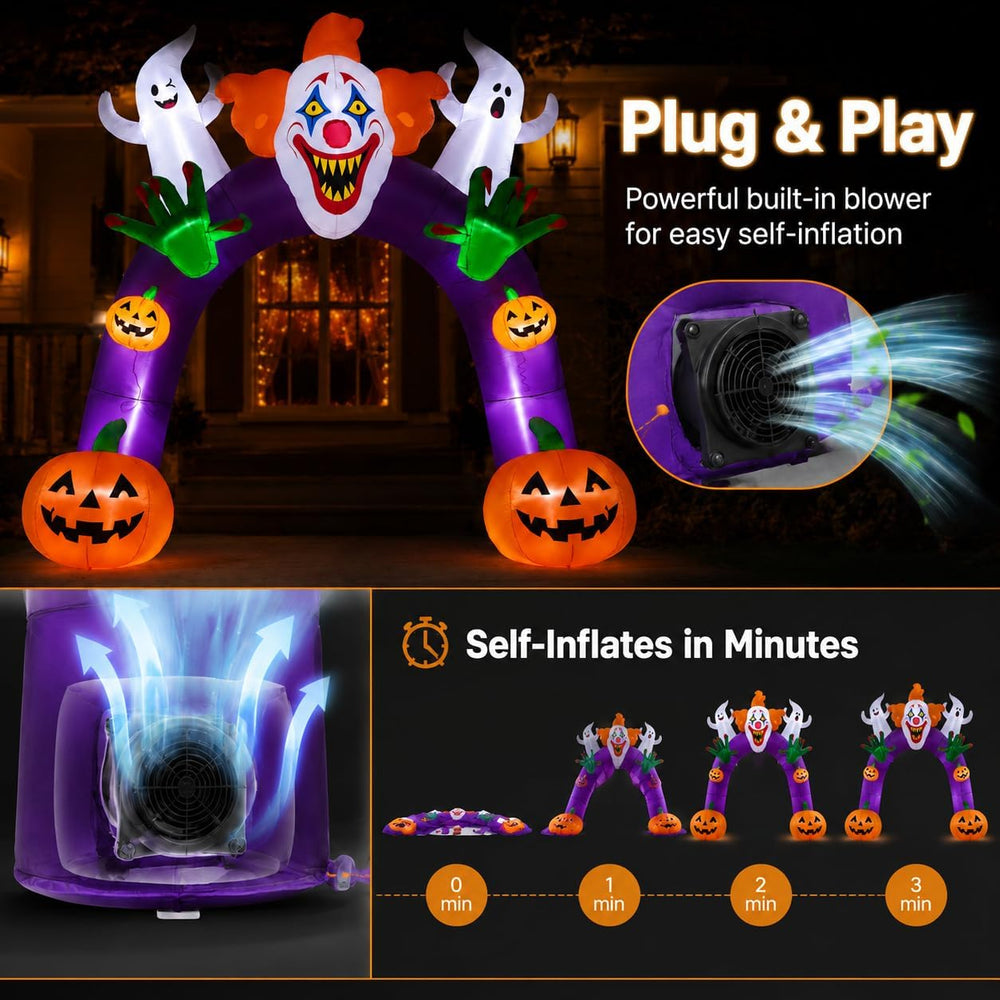 12 FT Halloween Inflatables Clown Archway Outdoor Decorations, Giant Scary Ha...