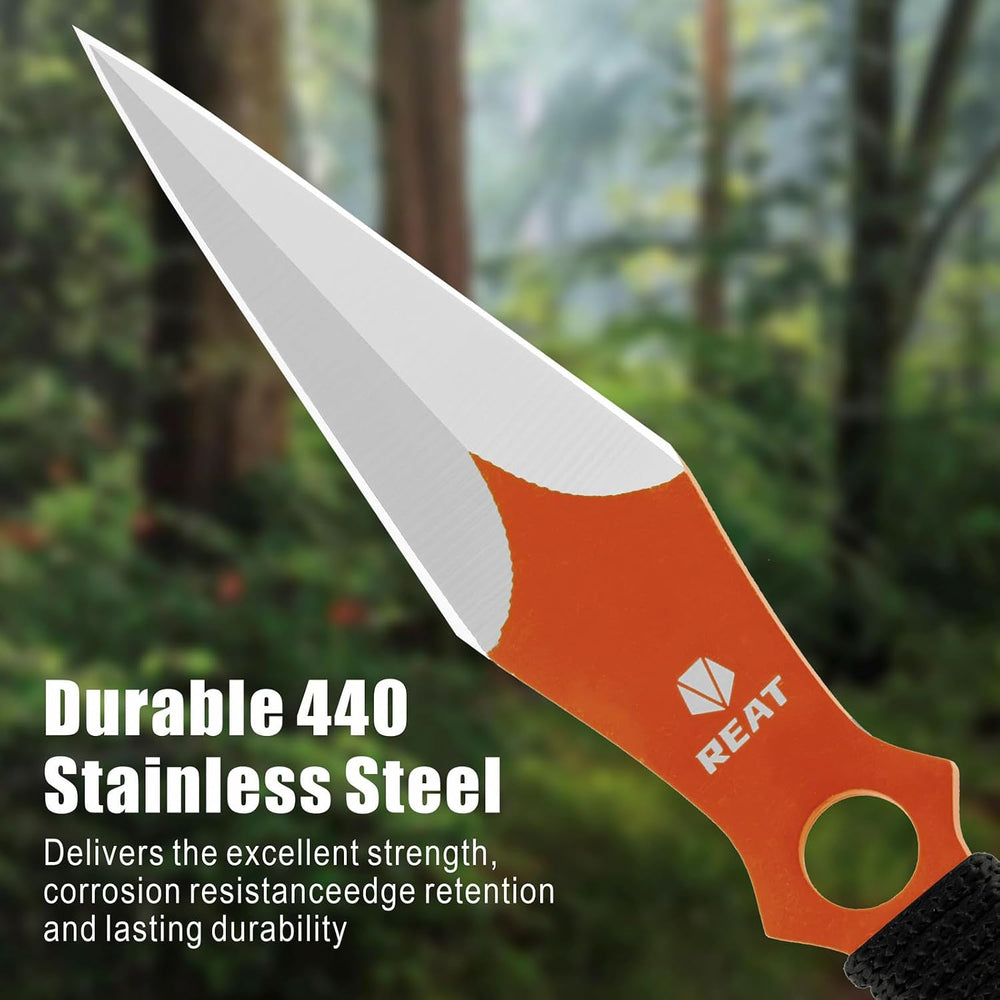 REAT Throwing Knives - 12 Piece, 6.5" 440 Stainless Steel with Cord-Wrap...