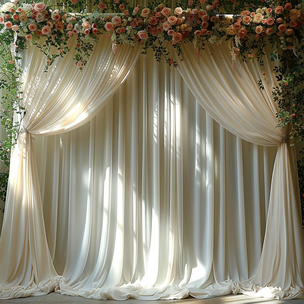 20x10ft Wrinkle Free Ivory Backdrop Curtain for Parties Soft Fabric Drapes We...