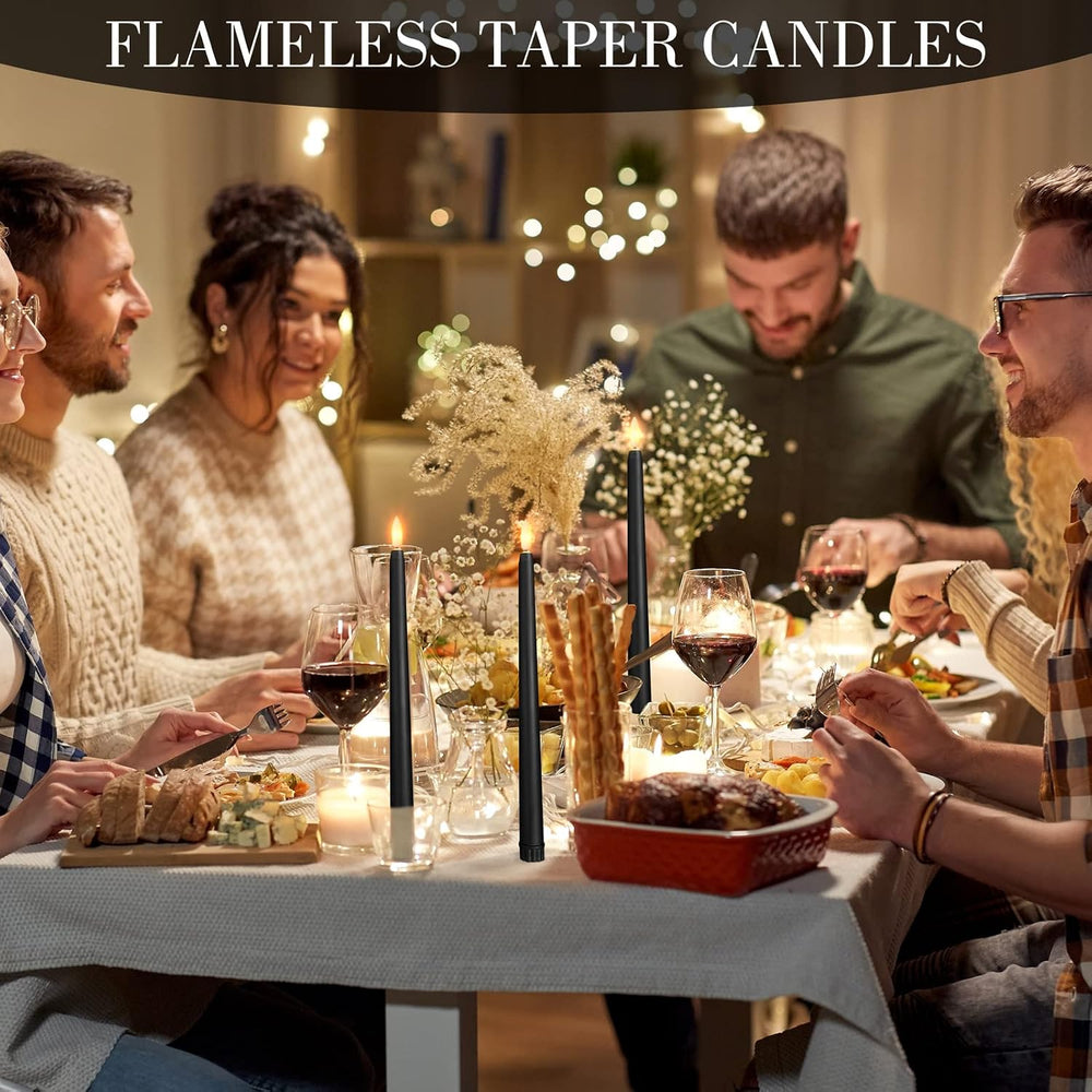 Qunclay 84 Pack Flameless Taper Candle Bulk 11 Inch Battery Operated, Black