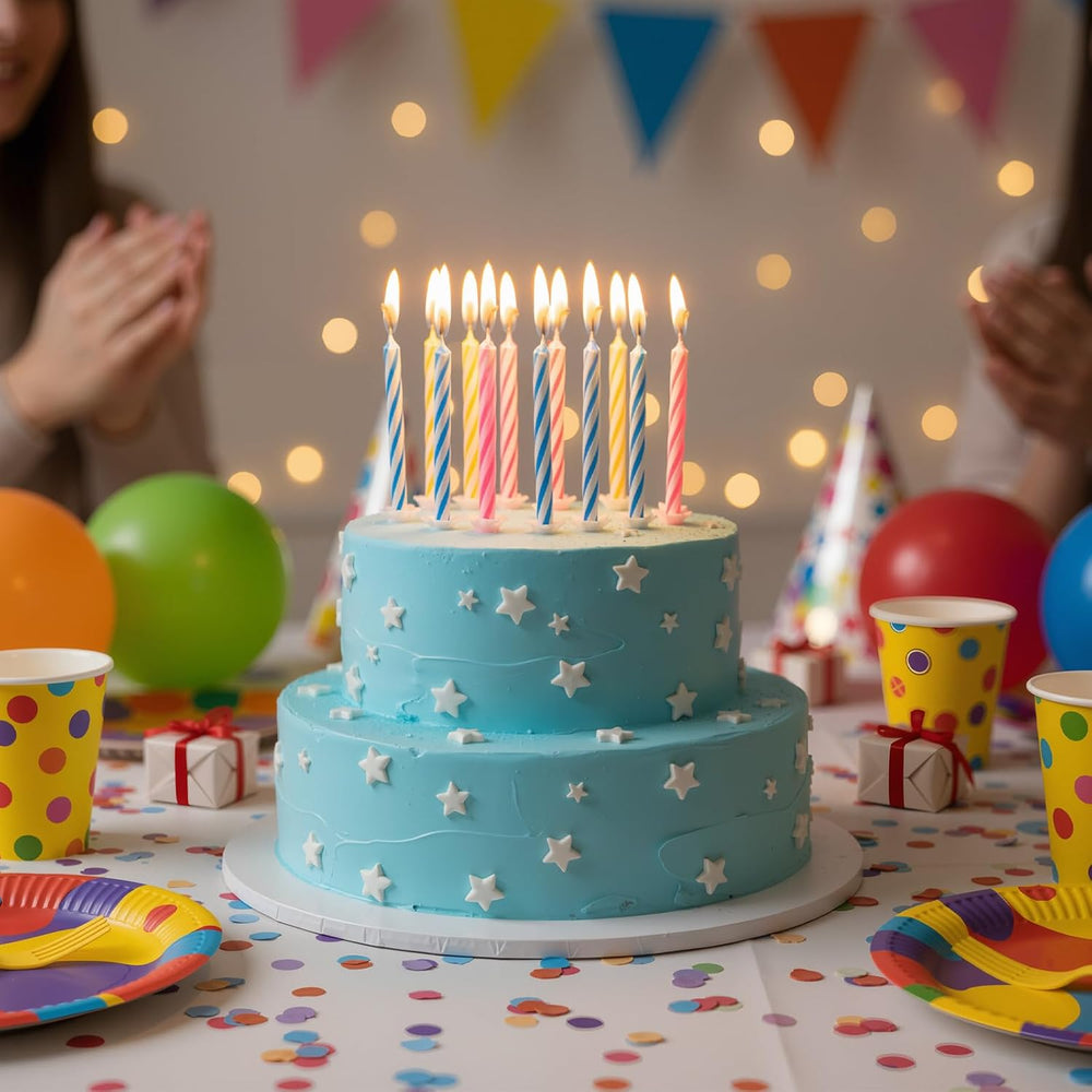 50 Pack (3500 Count) Bulk Spiral Birthday Candles,Multicolored