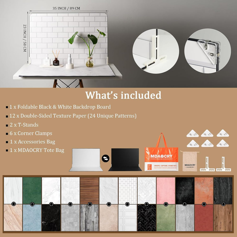 23 x 35 in Product Photography Backdrops, 12 Sheets, 24 Patterns