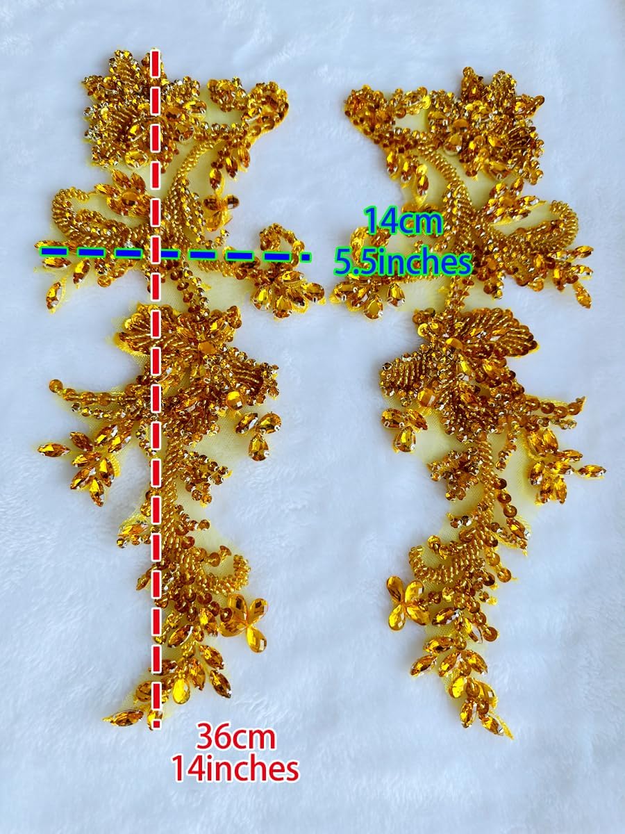Handmade Rhinestones Bodice lace Applique handsewing Beads Sequins Trim Patch...