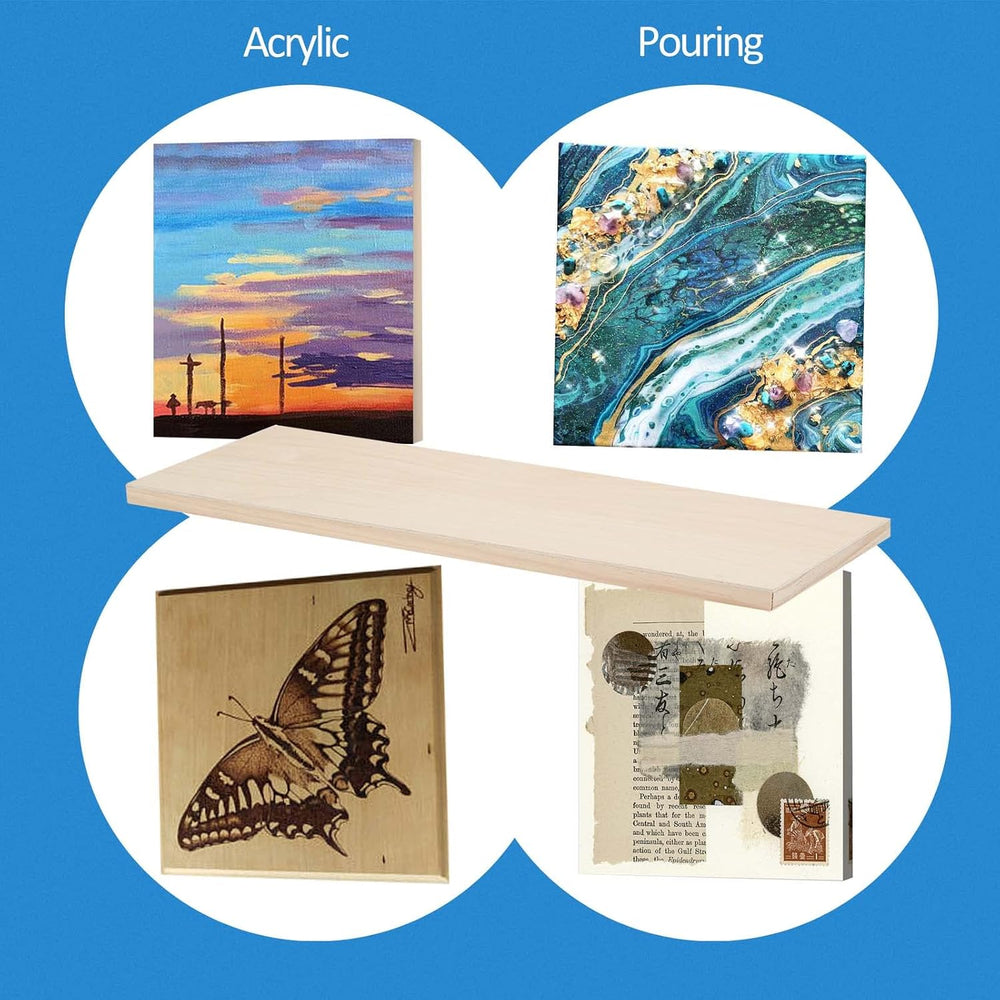 2 Pack 6x24’’ Unfinished Birch Wood Panels Kit for Painting
