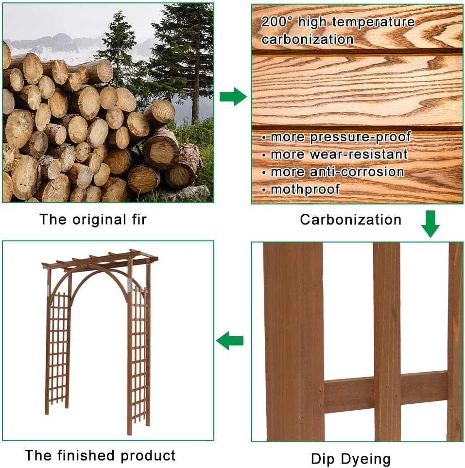 7FT Wooden Garden Arbor - Bridal Party Decoration Arch, Wooden Trellis for Pl...