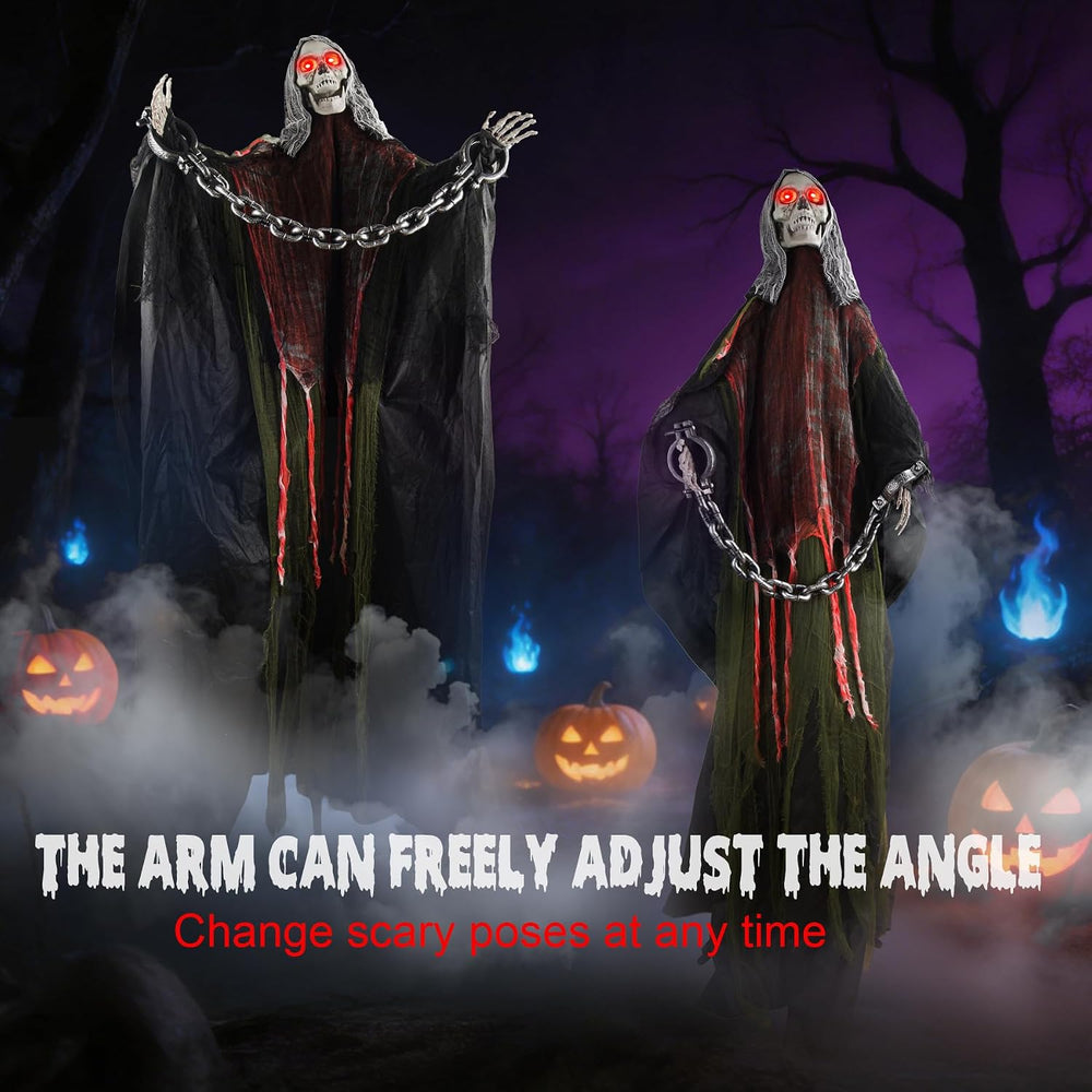 Halloween Skeleton With LED Red Glowing Eyes, Sound & Touch Activated Mot...