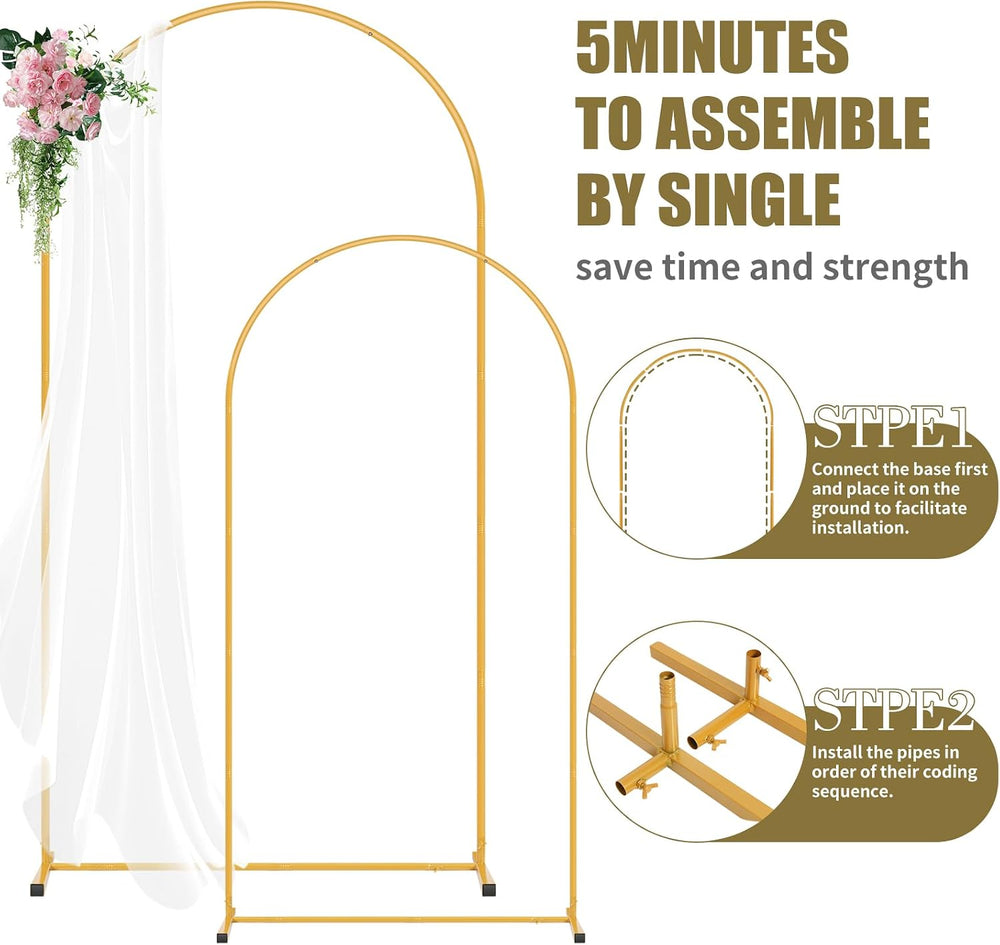 Metal Arch Backdrop Stand and Cream Cover Set of 2 (6FT/7.2FT)