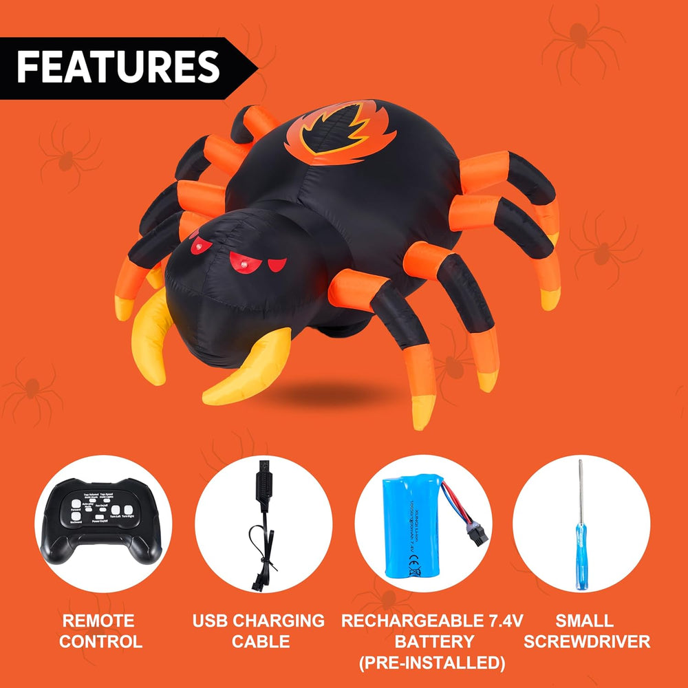 JOYIN 4 FT Halloween Inflatable Spider, Remote Control Blow Up Spider with 36...