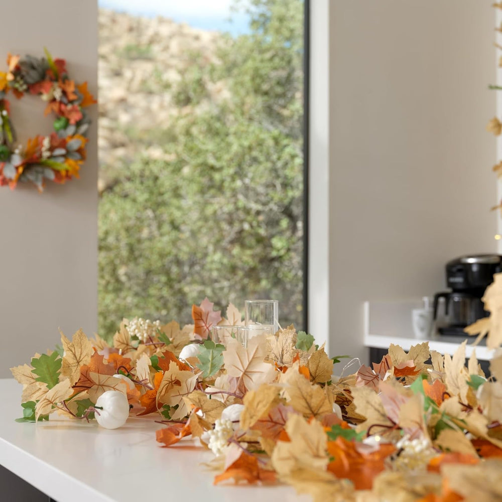 10 Pack Fall Garland, 59Ft Artificial Autumn Maple Leaves Vines Thanksgiving ...