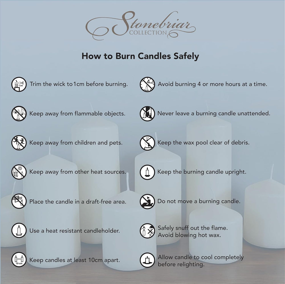 Stonebriar Unscented Pillar Candles – 65 Hour Burn Time, Long-Lasting Wax Can...
