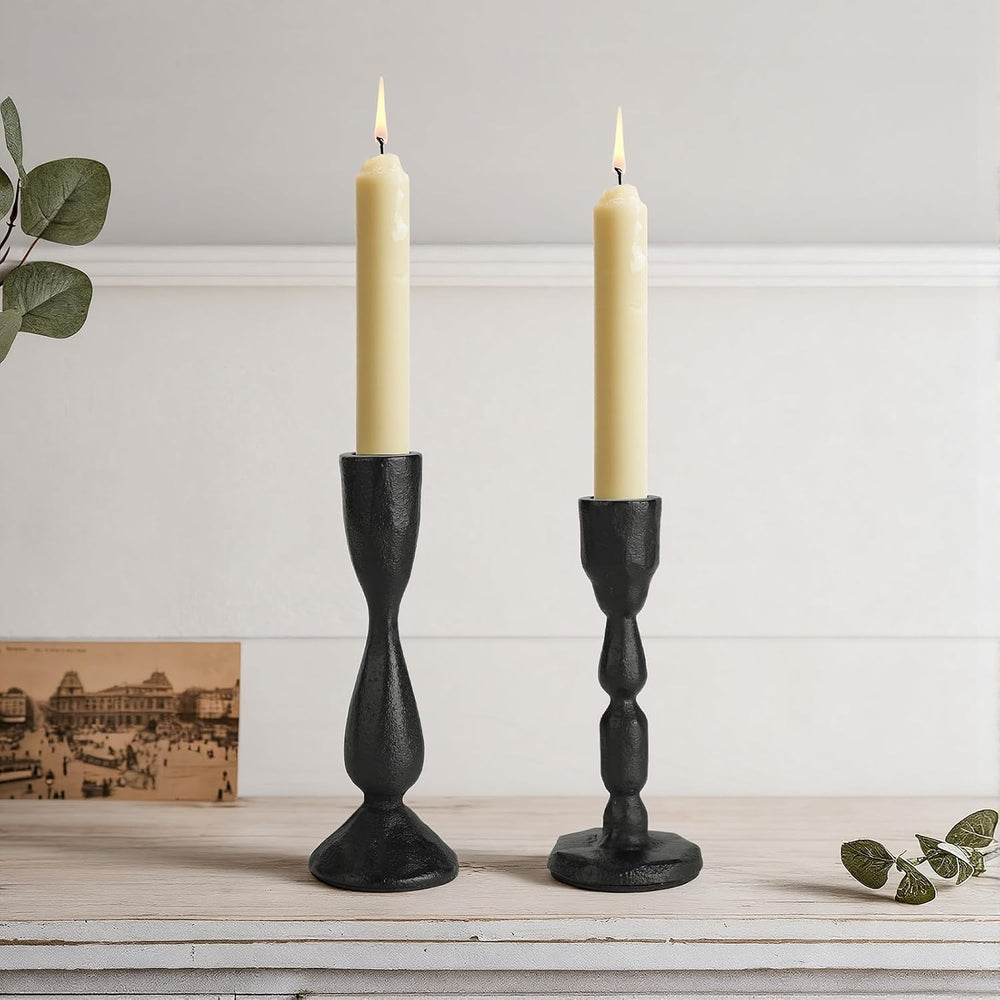 Black Taper Candle Holders Set of 2 Vintage Iron Black Candlestick Holder