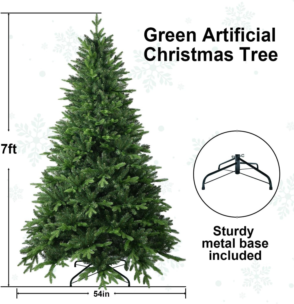 7FT Unlit Artificial Christmas Tree, 2272 PE/PVC Tips, Living Room