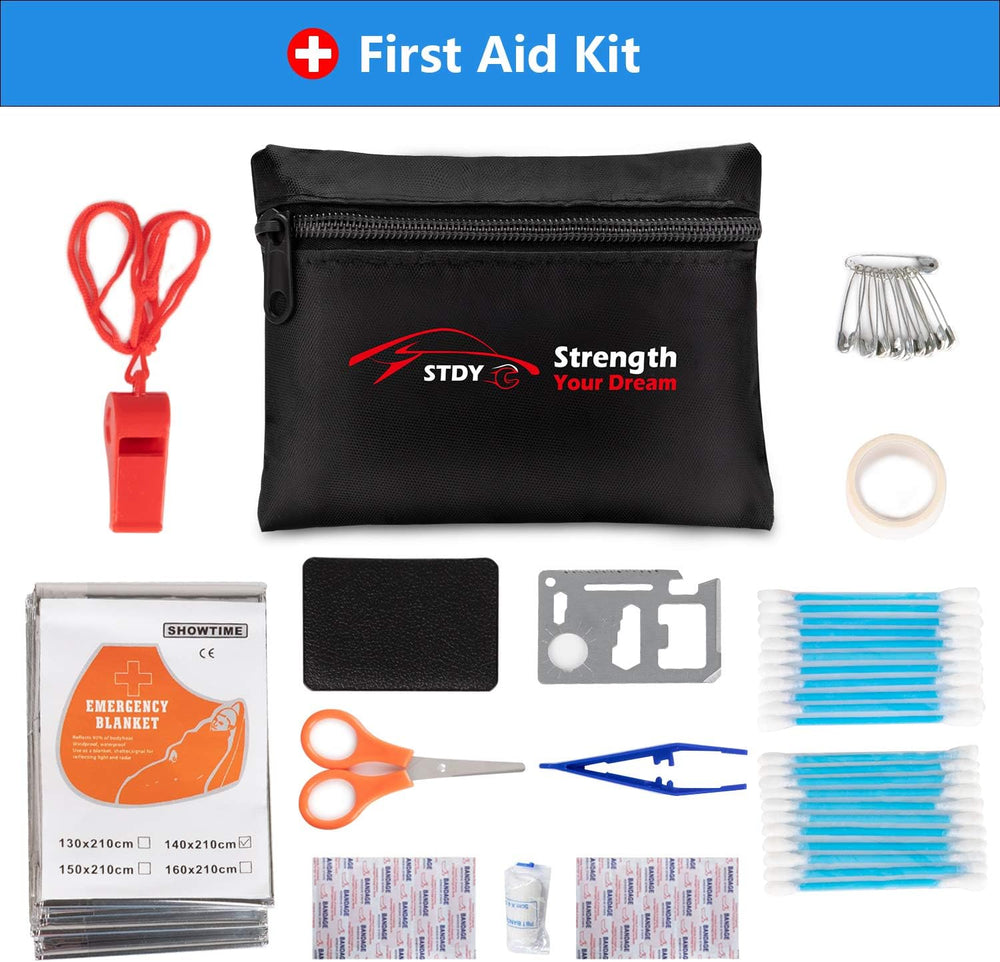 STDY Car Roadside Emergency Kit with Jumper Cables, Vehicle Auto Safety Kit