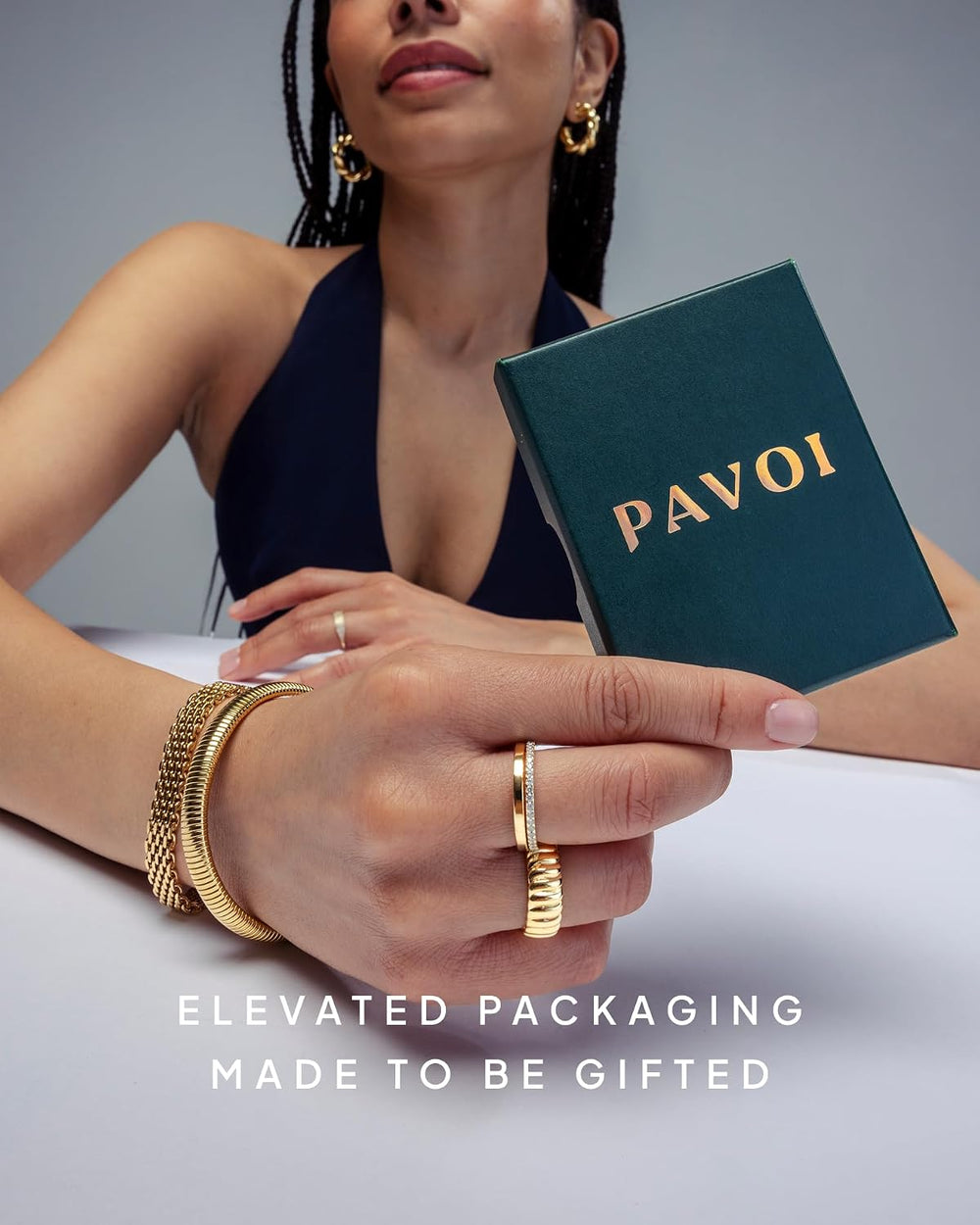 PAVOI Set of 3 Chain Bracelets for Women, 14K Gold Plated Dainty Bracelets