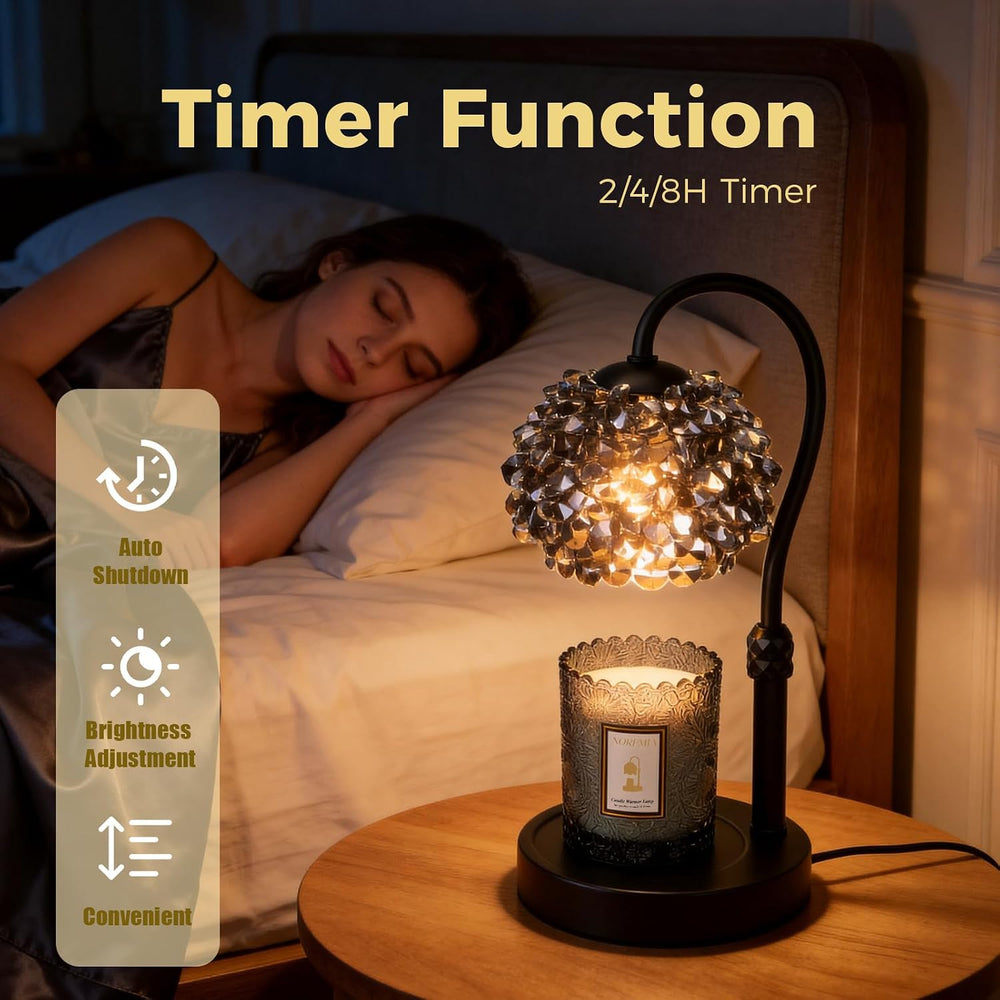 Luxury Crystal Candle Warmer Lamp with Timer & Dimmer
