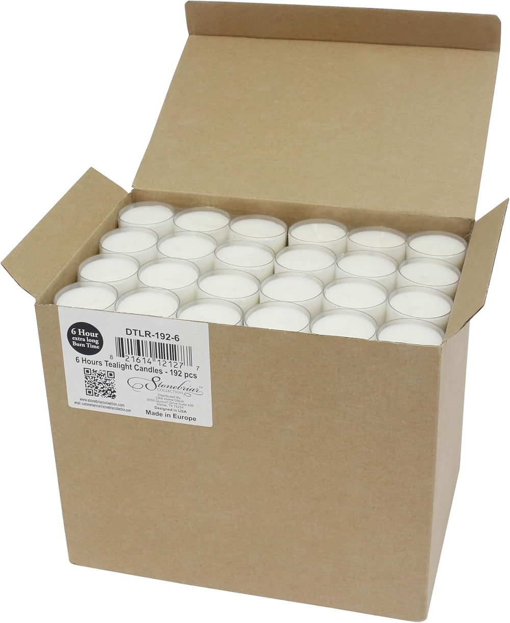 Stonebriar 192 Count White Unscented 6 to 7 Hour Extended Burn Time Clear Cup...