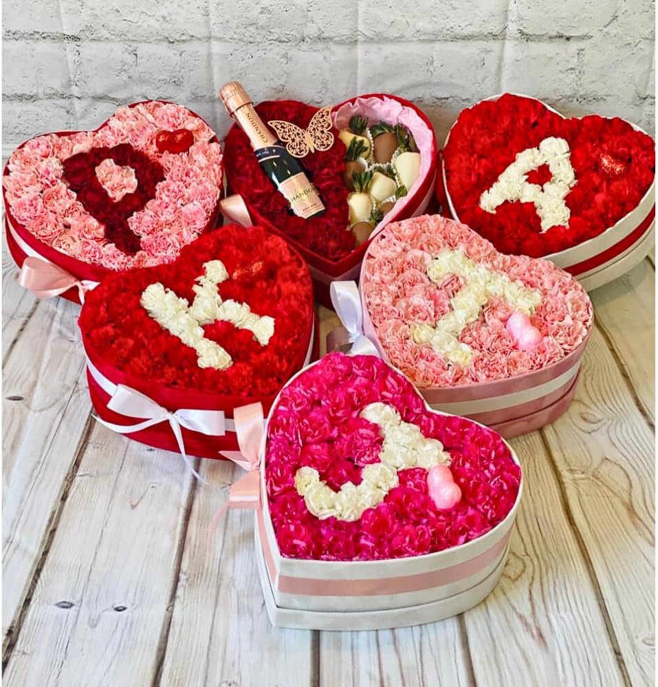 UNIKPACKAGING Premium Quality Heart Shaped Velvet Flower Boxes, SET OF 3, Gif...