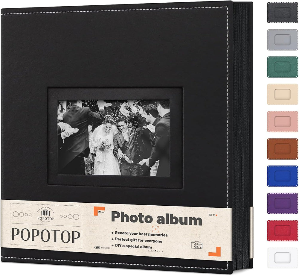 Popotop 4x6 Photo Album Holds 500 Pictures, Vegan Leather Hardcover
