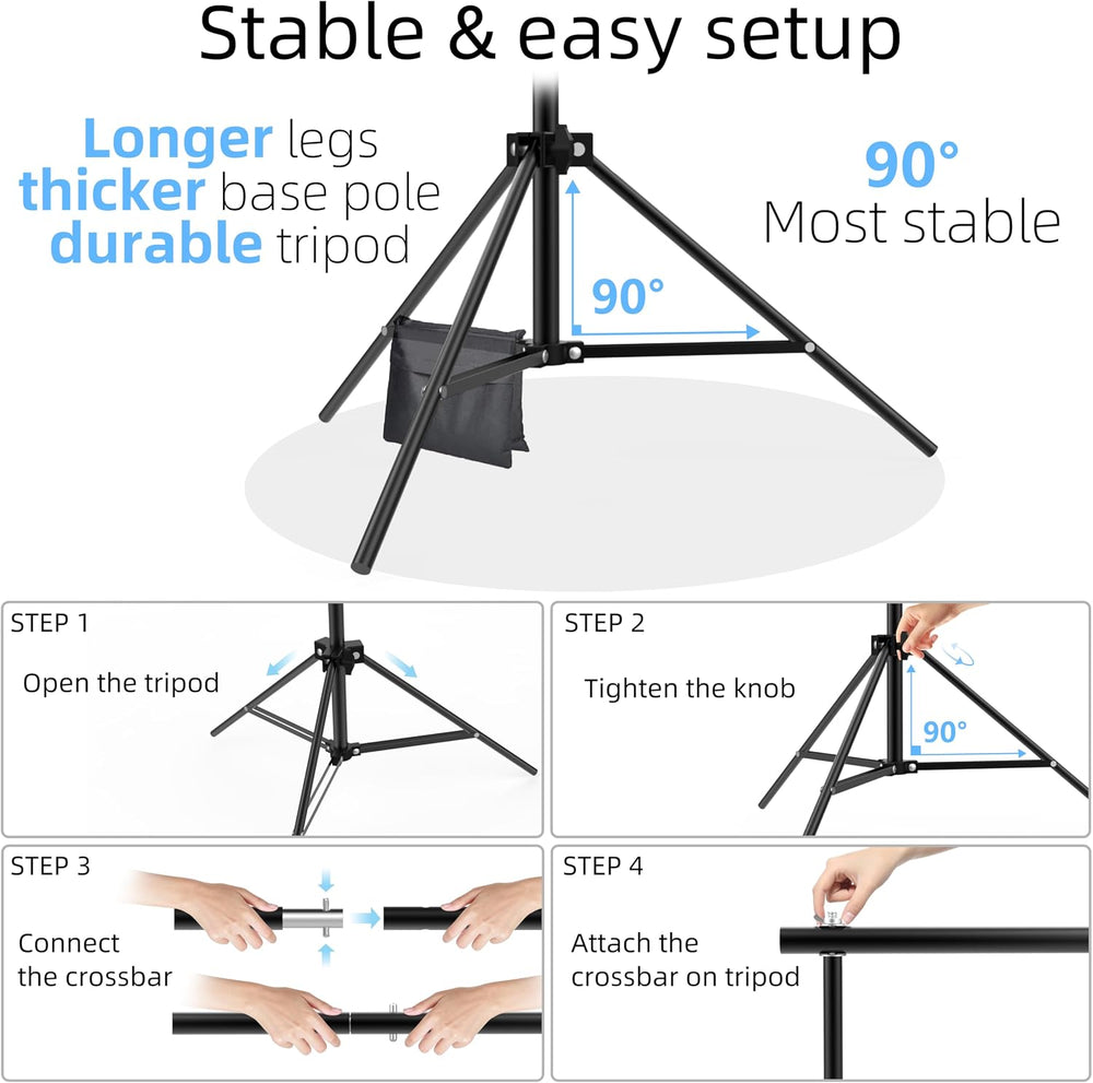 Photo Backdrop Stand, 10x9ft(WxH) Adjustable Photography Backdrop Stand, Alum...
