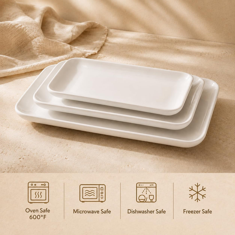 DELLING Large Serving Platter Set of 3, 16/14/12 Inch Porcelain Serving Trays...