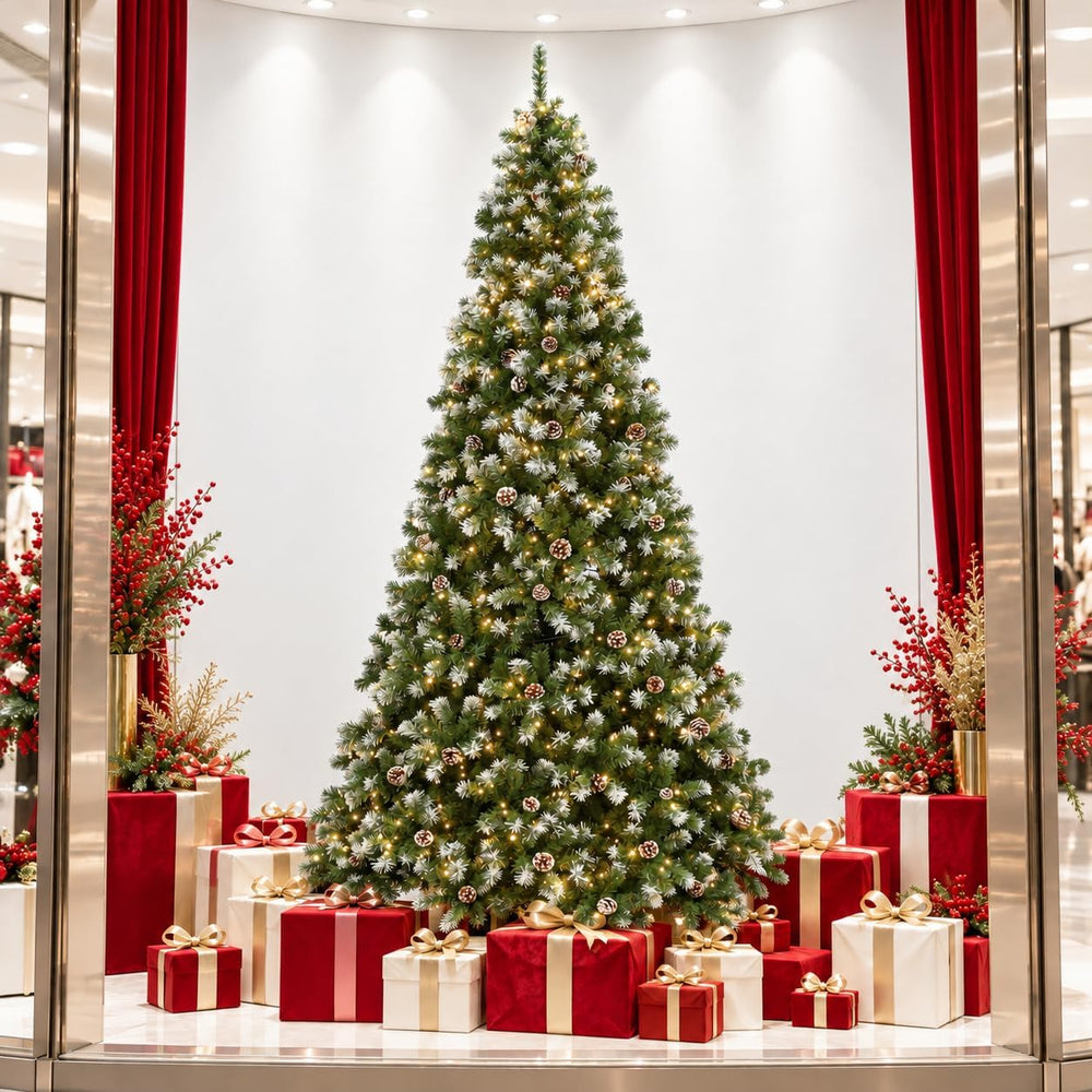 GAOMON 9ft Pre-Lit Artificial Christmas Tree, 900 Lights, 1800 Tips