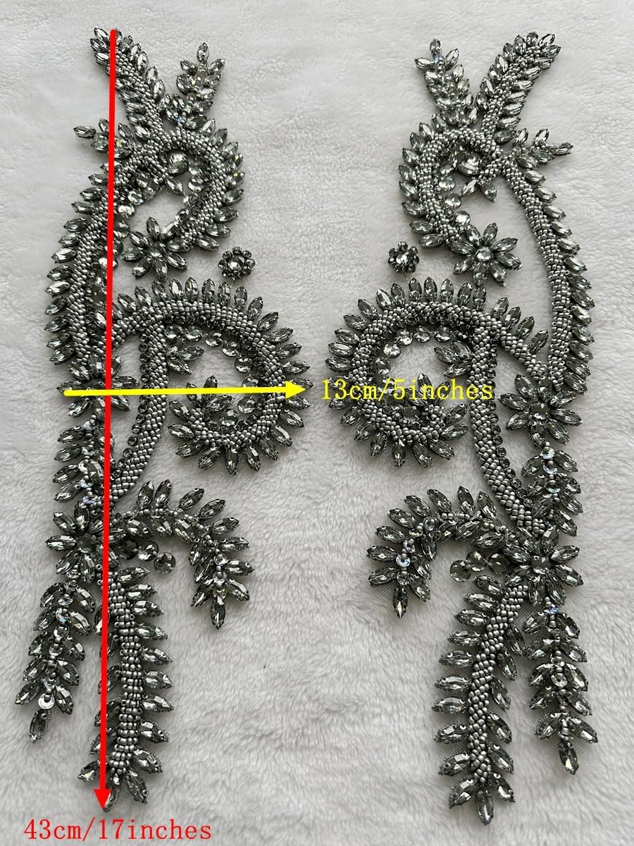 HandSewing Beads Applique sew on Rhinestones Sequins Lace Decoration Irregula...