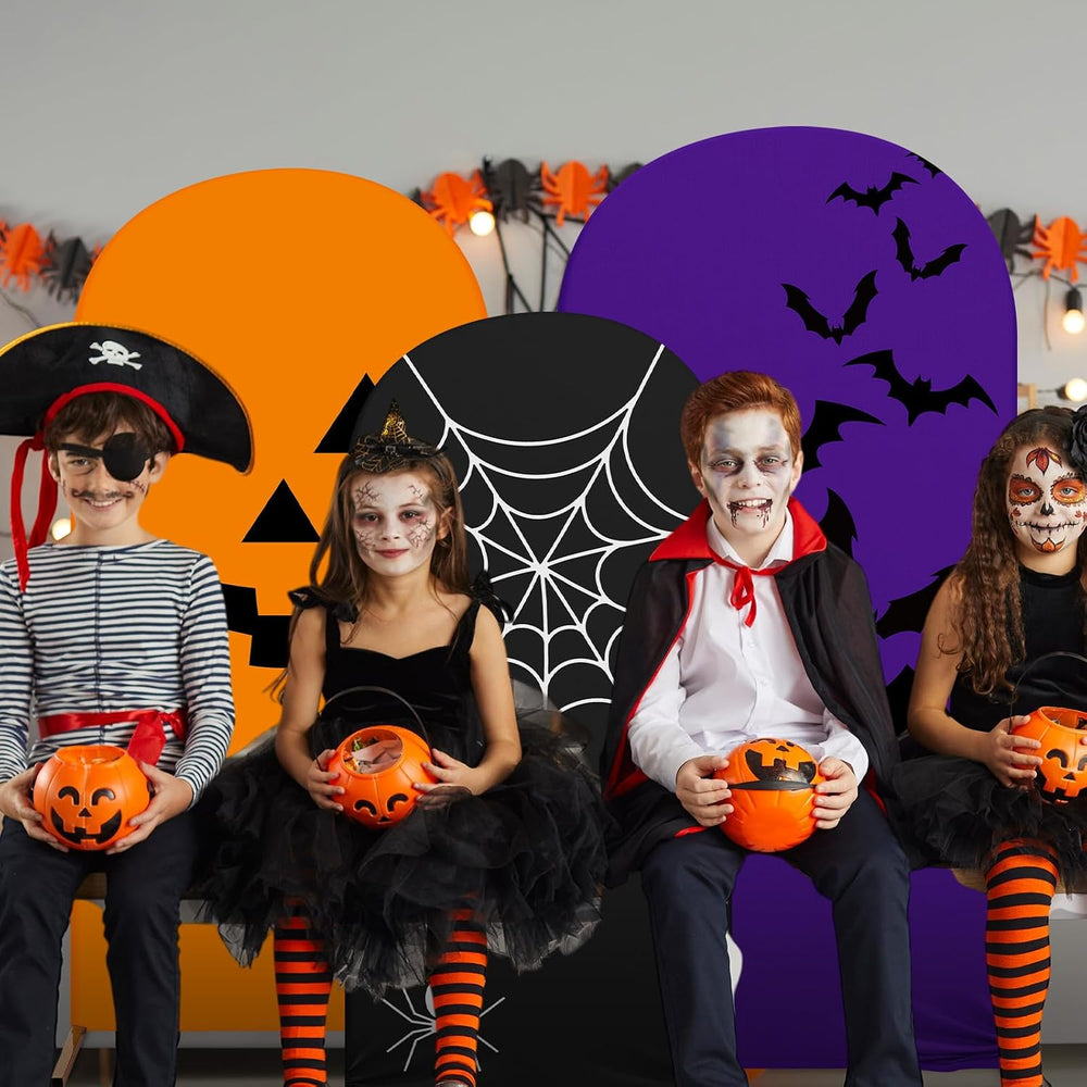 3 Pcs Halloween Arch Backdrop Cover Pumpkin 4ft 5ft 6ft