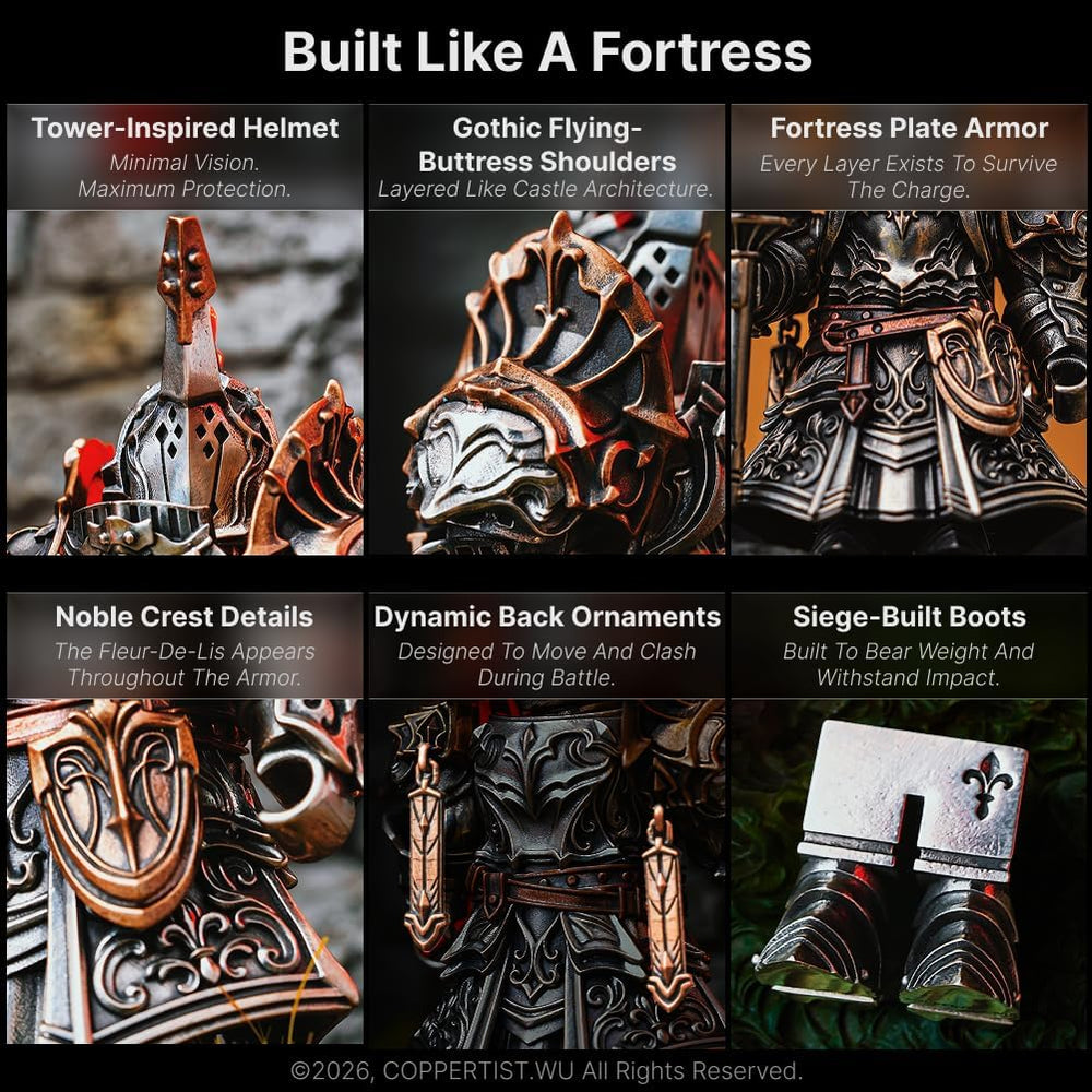 COPPERTIST.WU Mech Justicar Knight Figure Gothic Mecha Fantasy Statue Ornamen...