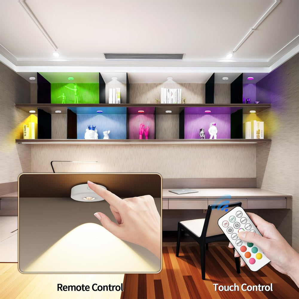 Rechargeable Puck Lights with Remote Control, 12 Color Changing Under Cabinet...