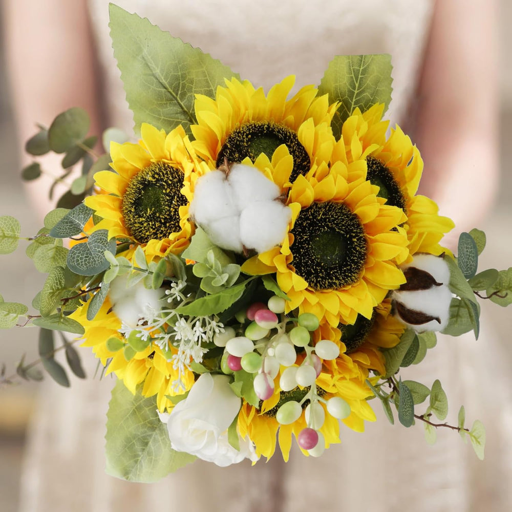 14Pcs Realistic Silk Sunflowers Artificial Flowers,12.6''Fake Sunflowers