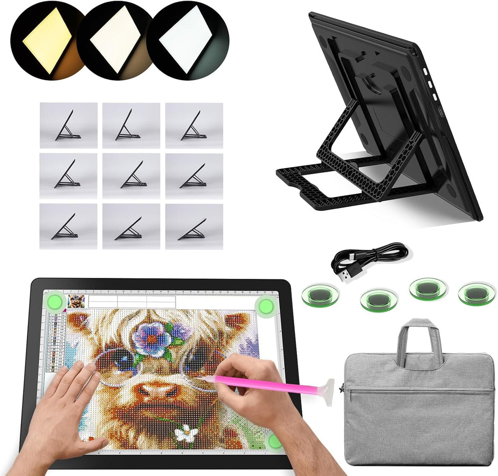 YINGWOND Rechargeable A4 Diamond Art Light Board/Pad with Padded Case