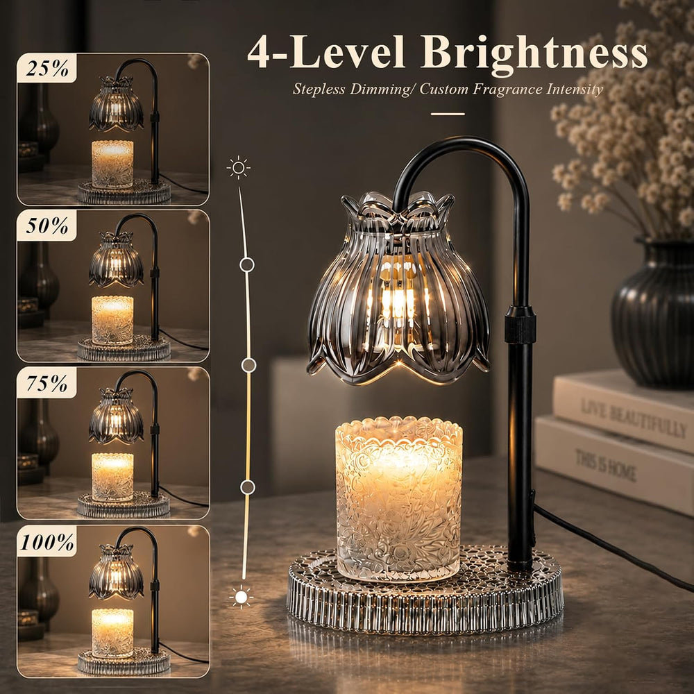 JACCAWS Candle Warmer Lamp with Timer Dimmer, Adjustable Height (Black)