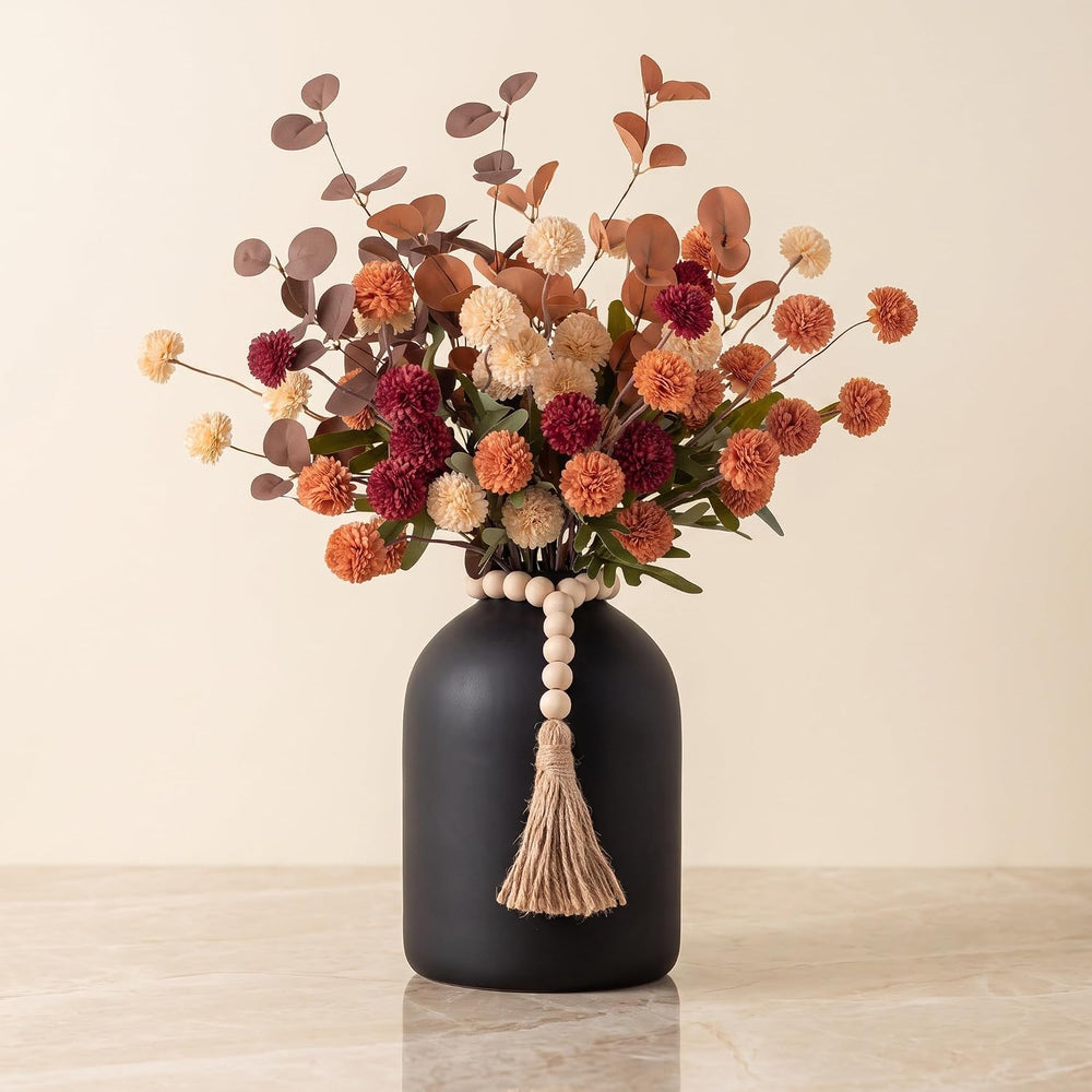 20''H Fake Fall Flowers in Large Black Vase for Centerpiece Table Dec...