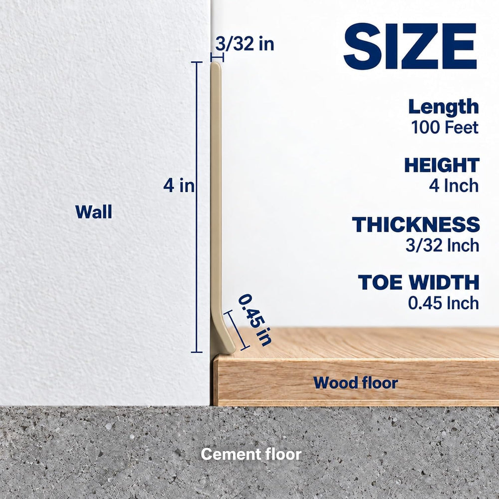 Vinyl Baseboard Molding 4 inch, Peel and Stick Cover Base molding, Beige