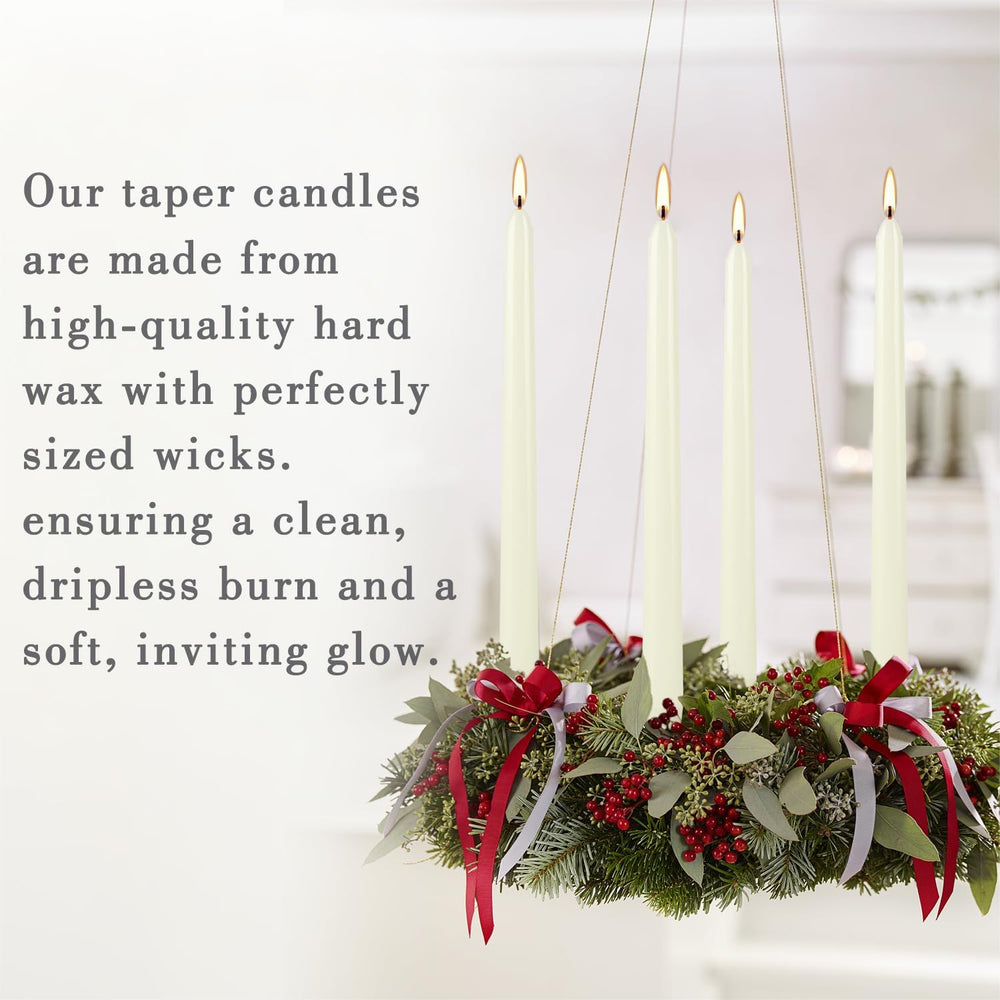 YOROXRG 100Pack Ivory Taper Candles, 7-8 Hours Burn Time, Unscented, Smokeles...
