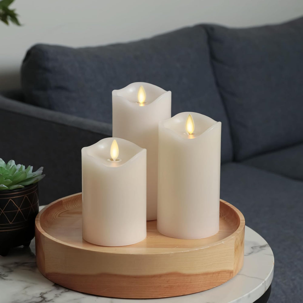 Co. Flameless Pillar Candles Ivory 3.0" x 4.5"/ 5.5"/ 6.5"
