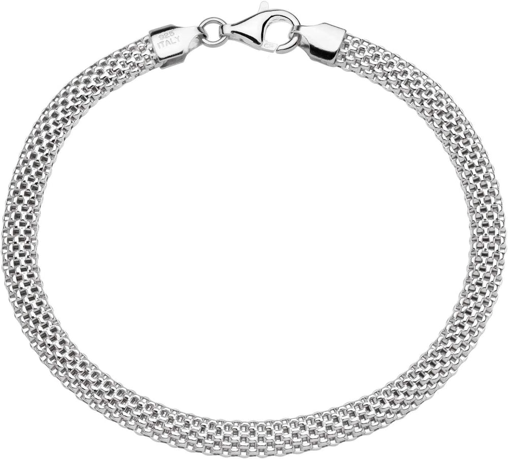 Miabella Italian 925 Sterling Silver 5mm Mesh Bracelet for Women