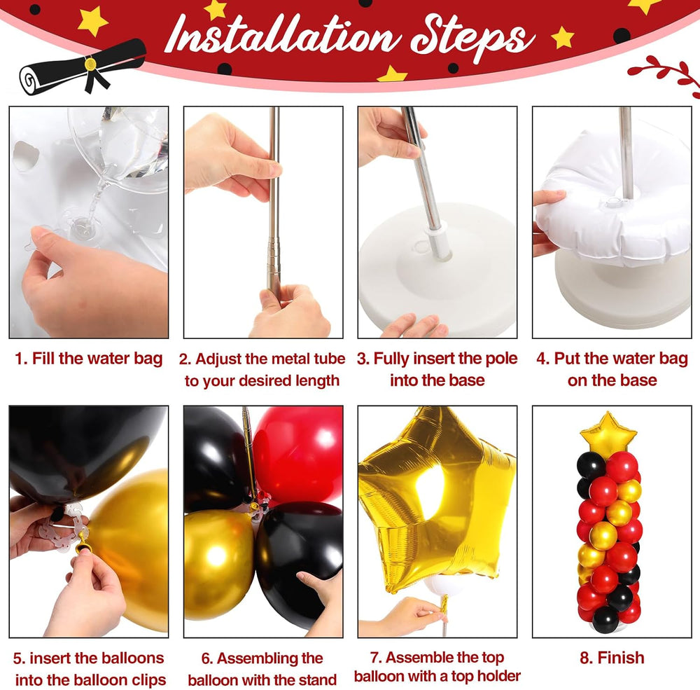 2 Sets of Balloon Column Stand Kit with 2 Star Balloons 100 Latex Balloons 2 ...