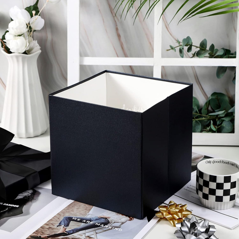RUSPEPA Black Medium Gift Box with Lids, Ribbon and Tissue Paper, Collapsible...
