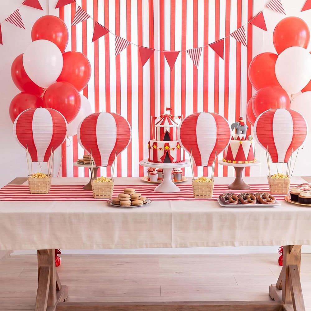 Meooeck 8 Sets Red Hot Air Balloon Table Centerpieces Decor