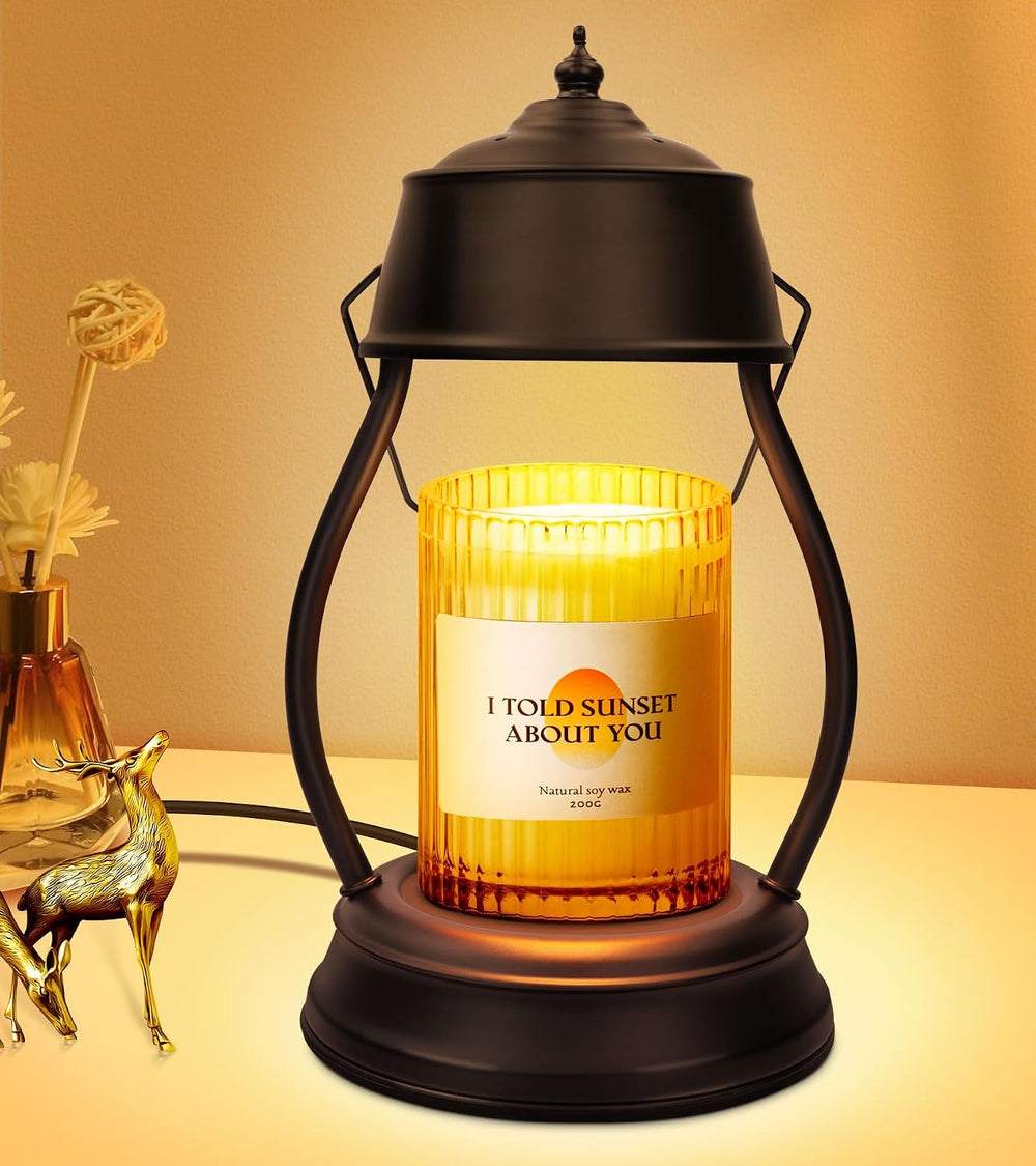 Candle Warmer Lamp with Timer, Farmhouse Rustic Lantern Design