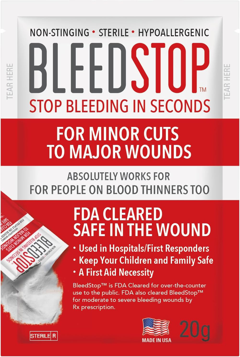 BleedStop™ First Aid Powder for Blood Clotting, Trauma Kit, Blood Thinner Pat...