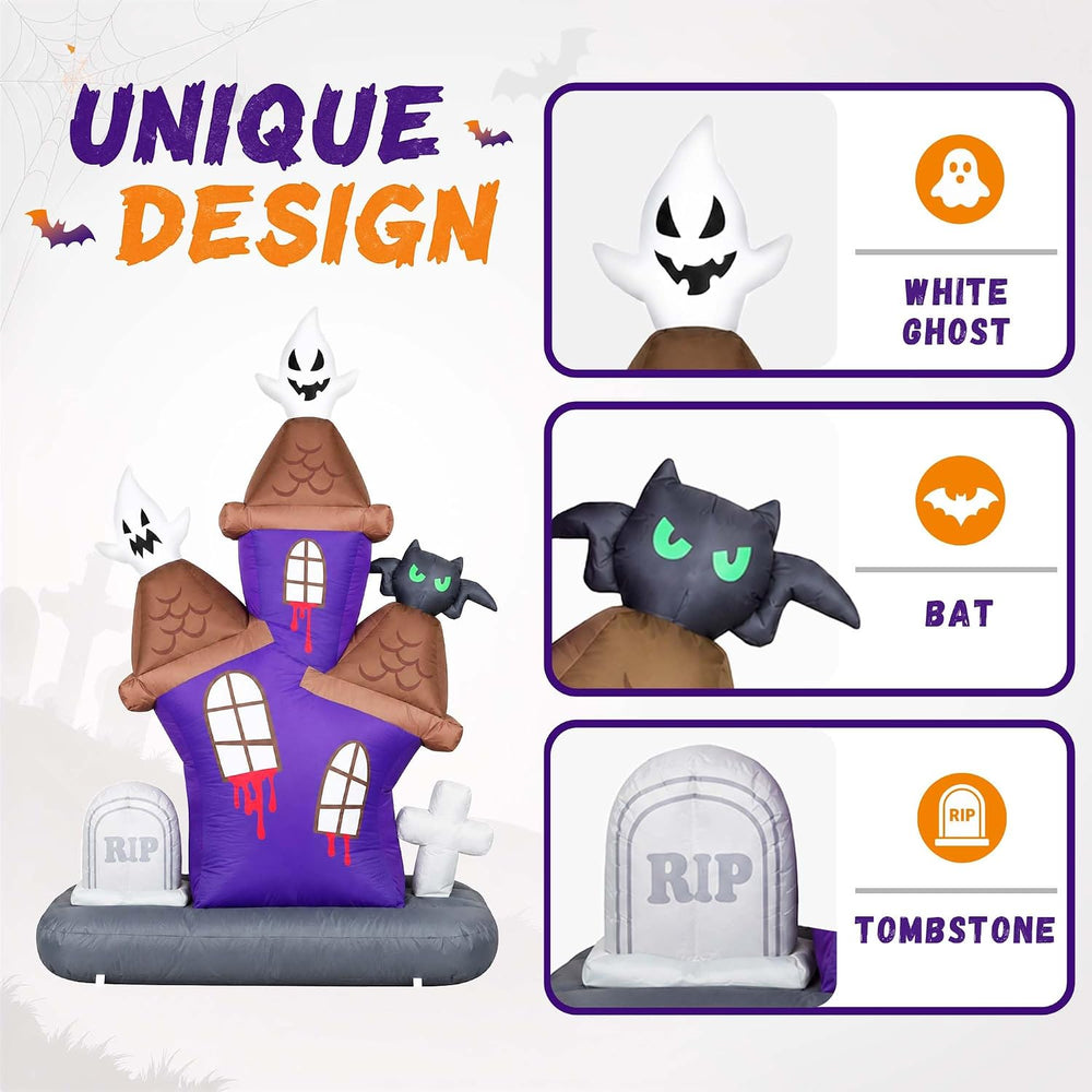 6.2FT Inflatable Halloween Decoration Outdoor Blow Up Castle Yard LED Decor