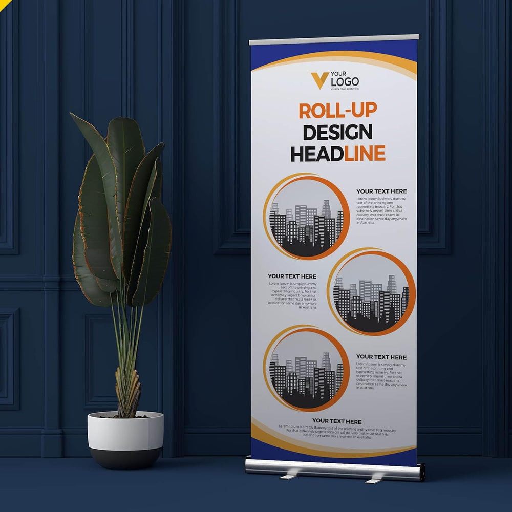 33x81 Custom Retractable Banner Stand Signs READY IN 1 DAY Pull up Roll up Po...